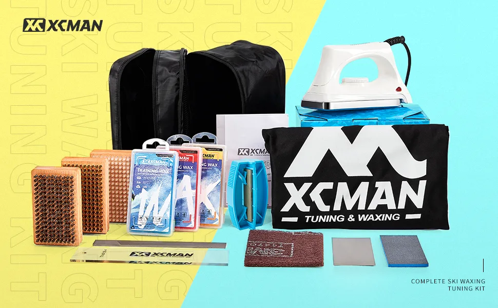 XCMAN Complete Ski Snowboard Tuning and Waxing Kit with Waxing Iron,Universal Wax,Edge Tuner,Brush,Wax Scraper,Ptex STK-3 LUXURY VERSION - XCMAN Complete Ski Snowboard Tuning and Waxing Kit with Waxing Iron