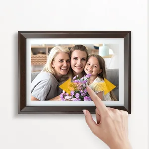 Dragon Touch Digital Picture Frame WiFi 10 inch IPS Touch Screen HD Display, 16GB Storage, Auto-Rotate, Share Photos via App, Email, Cloud - Classic 10 choco brown - digital picture frame