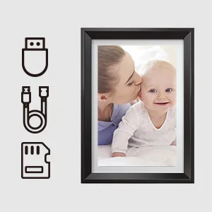 Dragon Touch Digital Picture Frame WiFi 10 inch IPS Touch Screen HD Display, 16GB Storage, Auto-Rotate, Share Photos via App, Email, Cloud - Classic 10 choco brown - frame