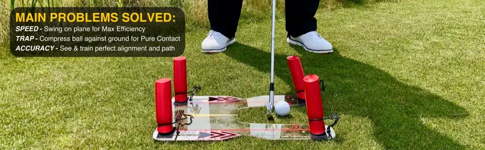 EyeLine Golf Speed Trap - Build Confidence and Accuracy. Improve Your Swing with Slice and Hook Corrector- Swing Trainer, Path Aid, Greater Distance - Made in USA Speed Trap 2.0 - Main Problems Solved