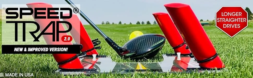 EyeLine Golf Speed Trap - Build Confidence and Accuracy. Improve Your Swing with Slice and Hook Corrector- Swing Trainer, Path Aid, Greater Distance - Made in USA Speed Trap 2.0 - SPEED TRAP 2.0 NEW AND IMPROVED