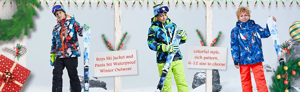 HOTIAN Boys Ski Jacket and Pants Suits Windproof Waterproof Kids Snow Suit Winter Warm Coats Ski Suit Style23 14 - kids ski suits