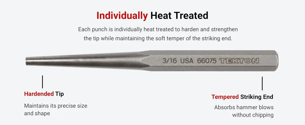 TEKTON Punch and Chisel Set, 20-Piece (Center, Solid, Pin, Chisel) - Pouch | Made in USA | PNC99101 - individually heat treated