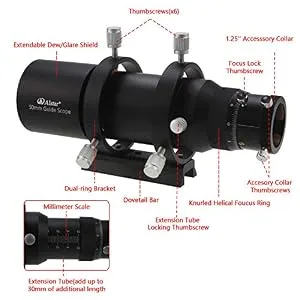 Alstar 50mm Compact Deluxe Finder & Guidescope Kit with 1.25" Double Helical Focuser - product information 31