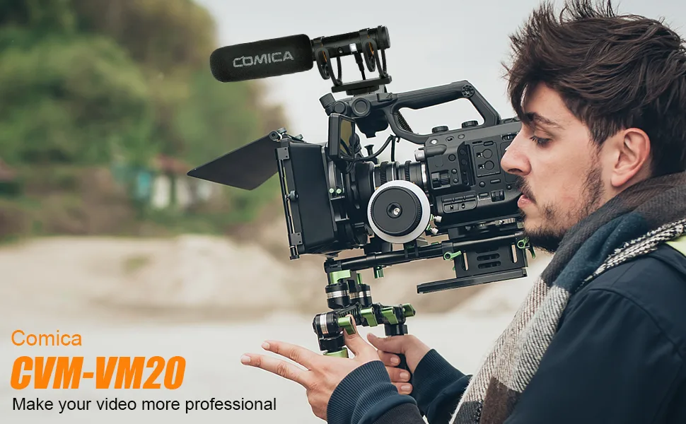 comica Shotgun Microphone, CVM-VM20 Professional Super Cardioid Video Microphone with Shock Mount, Camera Microphone Kit for Smartphone/DSLR Camera/Camcorder, Perfect for Interview/Video Recording - occassion