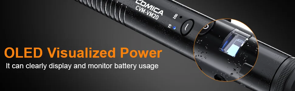 comica Shotgun Microphone, CVM-VM20 Professional Super Cardioid Video Microphone with Shock Mount, Camera Microphone Kit for Smartphone/DSLR Camera/Camcorder, Perfect for Interview/Video Recording - OLED POWER