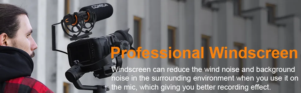 comica Shotgun Microphone, CVM-VM20 Professional Super Cardioid Video Microphone with Shock Mount, Camera Microphone Kit for Smartphone/DSLR Camera/Camcorder, Perfect for Interview/Video Recording - Windscreen