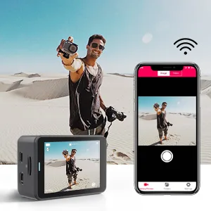AKASO V50 Pro Native 4K30fps 20MP WiFi Action Camera with EIS Touch Screen 100 feet Waterproof Camera Web Camera Support External Mic Remote Control Sports Camera with Helmet Accessories Kit Gray - app control