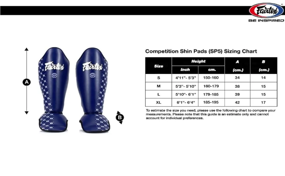 Fairtex Competition Muay Thai Shin Guards, SP5 - Black, Blue, Yellow, Red Black Medium - product information 6