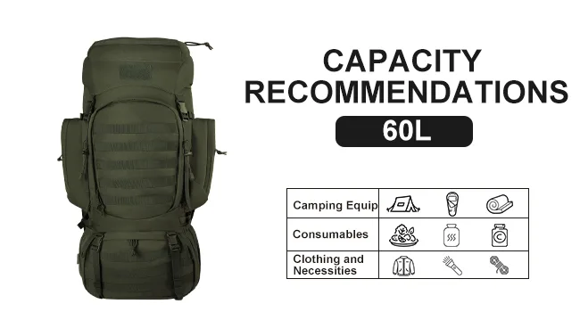 Mardingtop 50L/60LMolle Hiking Internal Frame Backpacks with Rain Cover for Camping,Backpacking,Travelling 6226-khaki-60l - 6226