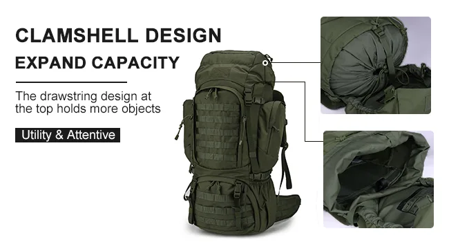 Mardingtop 50L/60LMolle Hiking Internal Frame Backpacks with Rain Cover for Camping,Backpacking,Travelling 6226-khaki-60l - 6226