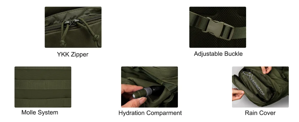 Mardingtop 50L/60LMolle Hiking Internal Frame Backpacks with Rain Cover for Camping,Backpacking,Travelling 6226-khaki-60l - 6226