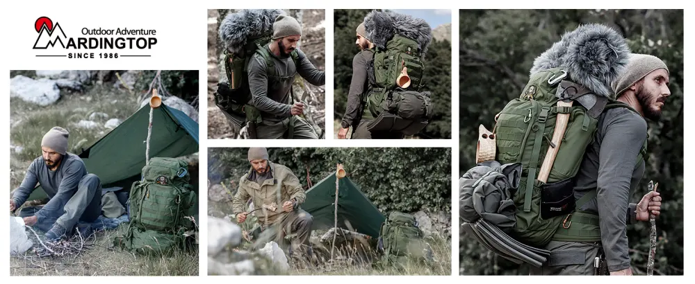 Mardingtop 50L/60LMolle Hiking Internal Frame Backpacks with Rain Cover for Camping,Backpacking,Travelling 6226-khaki-60l - 6226