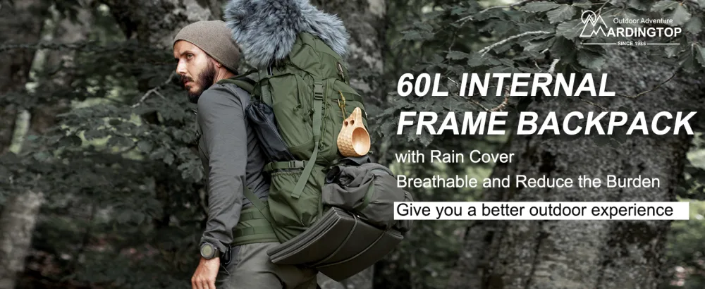 Mardingtop 50L/60LMolle Hiking Internal Frame Backpacks with Rain Cover for Camping,Backpacking,Travelling 6226-khaki-60l - 6226