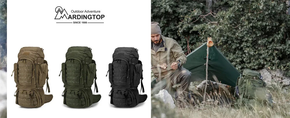 Mardingtop 50L/60LMolle Hiking Internal Frame Backpacks with Rain Cover for Camping,Backpacking,Travelling 6226-khaki-60l - 6226
