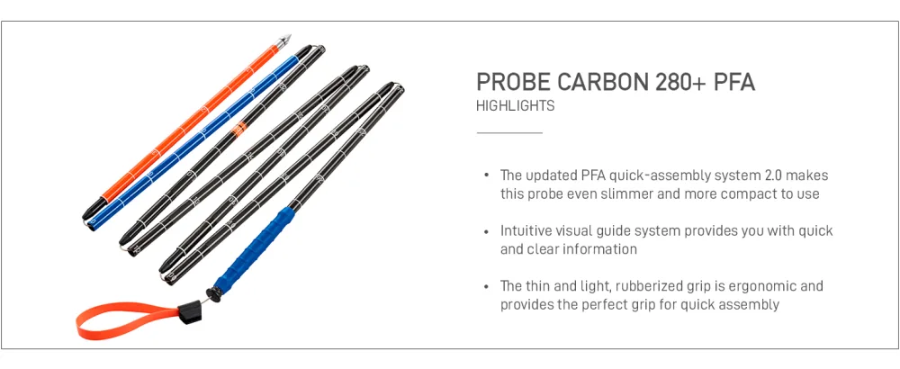 Ortovox Pro Carbon 280 Plus PFA Lightweight Extendable Avalanche Probe for Search & Rescue - ortovox