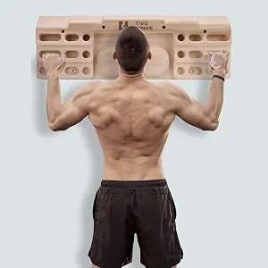 TWO STONES Wooden Hangboard Rock Climbing Pull Up Bar Designed Training for Climbing, Wooden Fingerboard Climbing Training Board for Building Core Strength and Endurance (CJ-HB2003) - Training at Home