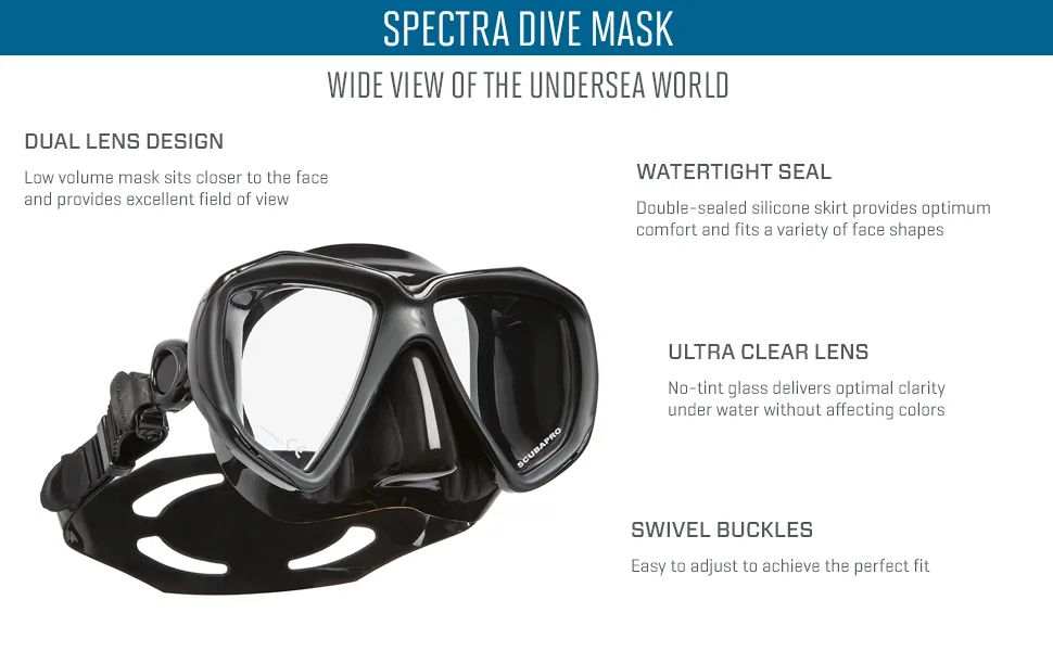 Scubapro Spectra Low Volume 2 Window Dive Mask Black/Bronze - SCUBAPRO Spectra Dive Mask
