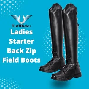 TuffRider Ladies Starter Back Zip Field Boots in Synthetic Leather, Mocha, 8 Wide Black 8 - 3052