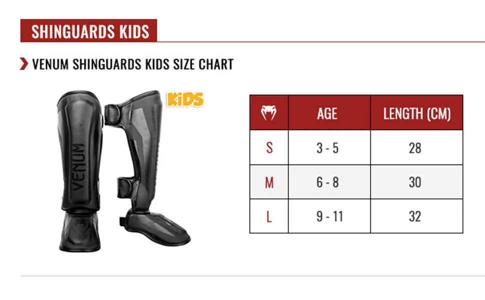 Venum Kids Elite Shinguards Neo Pink Medium: 6-8 Years - Kids Size Chart