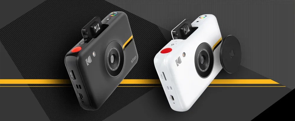 Kodak Step Instant Camera with 10MP Image Sensor, Zink Zero Ink Technology (White) Bundle: Photo Album, Case, 20 Pack Zink Paper, Markers, Stickers. Starter Bundle White - kodak step camera
