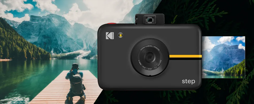 Kodak Step Instant Camera with 10MP Image Sensor, Zink Zero Ink Technology (White) Bundle: Photo Album, Case, 20 Pack Zink Paper, Markers, Stickers. Starter Bundle White - kodak step camera portable