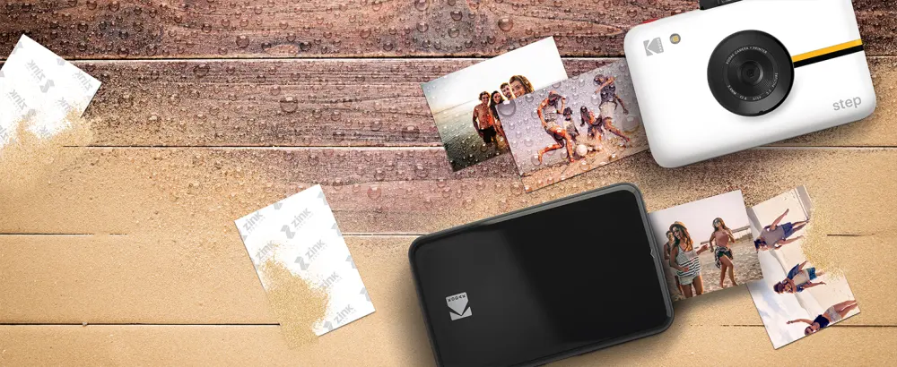 Kodak Step Instant Camera with 10MP Image Sensor, Zink Zero Ink Technology (White) Bundle: Photo Album, Case, 20 Pack Zink Paper, Markers, Stickers. Starter Bundle White - kodak step camera zink prints