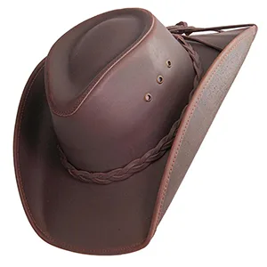 Hollywood Leather Cowboy Hat  Handcrafted 100% Fine Leather Hat by American Hat Makers  Breathable, System, Brown Brown Large - Leather Hat, american hat makers for men, mens hats outback