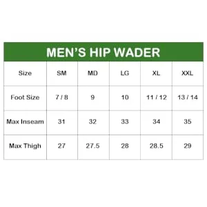 FROGG TOGGS Men's Classic Ii Hip Boot, Cleated and Felt Options Available Wading Felt, Size 9 Brown - size chart