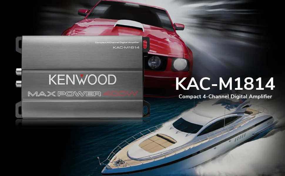 Kenwood KAC-M1814 4-Channel Compact Bridgeable Marine/Motorsports 400W Max Power Digital Amplifier - KAC-M1814