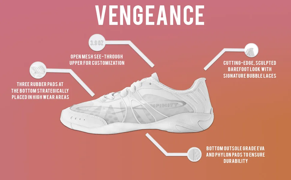 Nfinity Vengeance Cheer Shoe - Women & Youth Competition Cheerleading Gear 8 White - product information 2