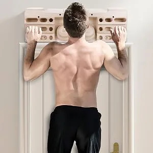 TWO STONES Wooden Hangboard Rock Climbing Pull Up Bar Designed Training for Climbing, Wooden Fingerboard Climbing Training Board for Building Core Strength and Endurance (CJ-HB2005) - Training at Home