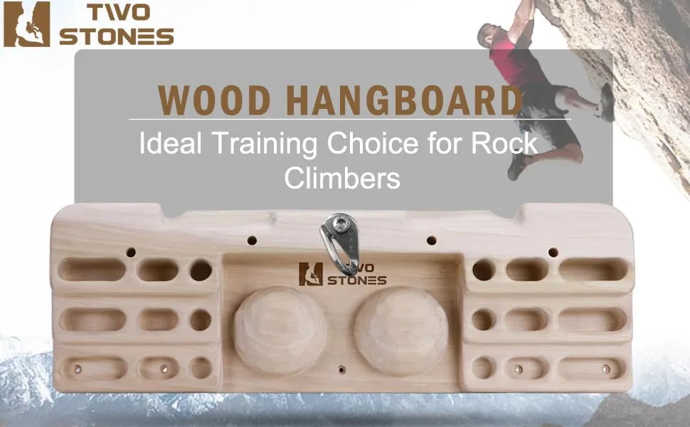 TWO STONES Hangboard Rock Climbing Pull Up Bar for Climbing, Fingerboard Climbing Training Board,Large Rock Climbing Hangboard with Jugs, Slopes, Pockets, and Edegs - Rock Climbing Hangboard