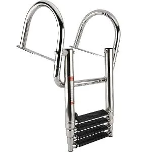 YaeMarine Stainless Steel in-Board 4 Steps Telescoping Ladder Folding Dock Ladder for Marine Boat Yacht Swimming Pool - YR-0027-2