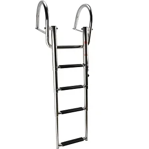 YaeMarine Stainless Steel in-Board 4 Steps Telescoping Ladder Folding Dock Ladder for Marine Boat Yacht Swimming Pool - YR-0027