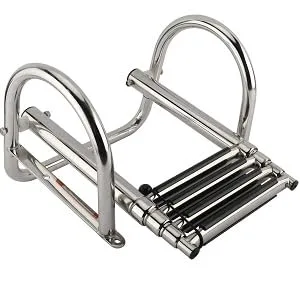 YaeMarine Stainless Steel in-Board 4 Steps Telescoping Ladder Folding Dock Ladder for Marine Boat Yacht Swimming Pool - YR-0027-3