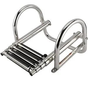 YaeMarine Stainless Steel in-Board 4 Steps Telescoping Ladder Folding Dock Ladder for Marine Boat Yacht Swimming Pool - YR-0027-5