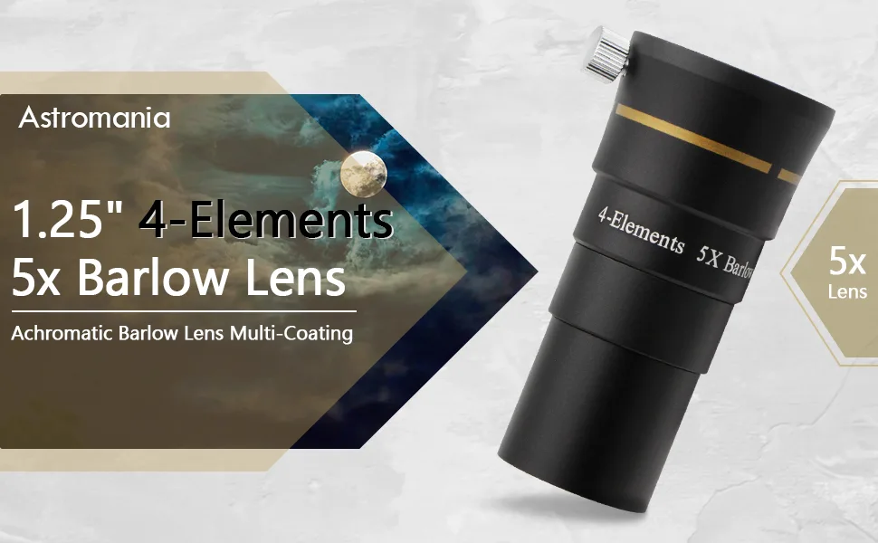 Astromania 1.25" 4-Elements 5X Barlow Lens Fully Multi-Coated Optics - product information 2