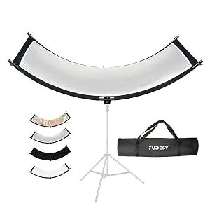 FUDESY Clamshell Light Reflector/Diffuser,67"x24" Curved Photography Lighting Reflector for Photo Video Studio Shooting with Black/Silver/White/Gold Reflectors,Carry Bag - reflector