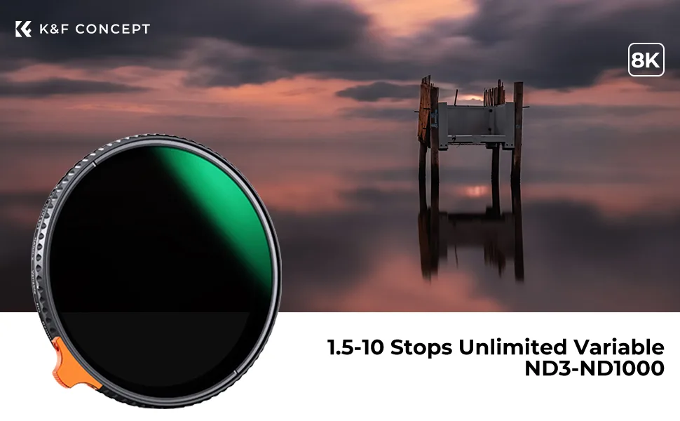 K&F Concept 82mm Variable ND Lens Filter ND3-ND1000 (1.5-10 Stops) Putter Adjustable HD Neutral Density Filter with 28 Multi-Layer Coatings for Camera Lens (Nano-X Series) - product information 7