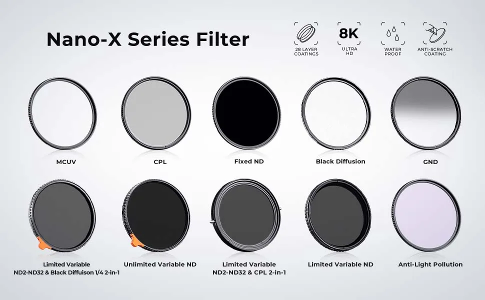 K&F Concept 82mm Variable ND Lens Filter ND3-ND1000 (1.5-10 Stops) Putter Adjustable HD Neutral Density Filter with 28 Multi-Layer Coatings for Camera Lens (Nano-X Series) - product information 8