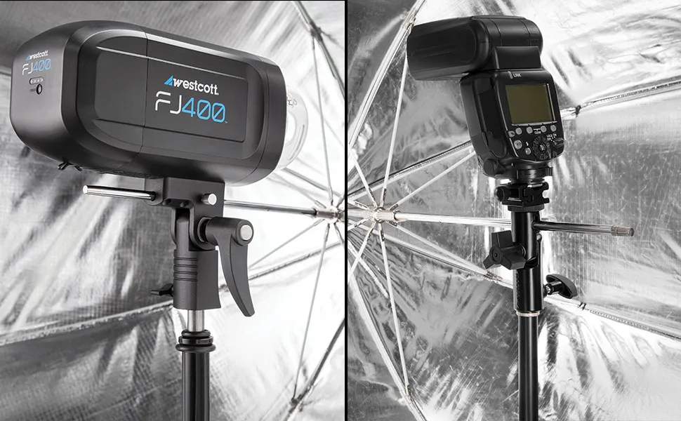 Westcott 43" Deep Umbrella with White Interior - westcott deep umbrellas white silver interior easy to mount