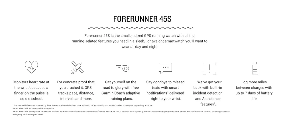 Garmin Forerunner 45S, 39mm Easy-to-use GPS Running Watch with Coach Free Training Plan Support, Black Black (small) 45s Watch - Garmin Forerunner 45S