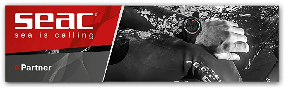 Seac Partner, wrist-mount freediving computer, black, one size - seac partner, freediving computer, apnea, watch, spearfishing