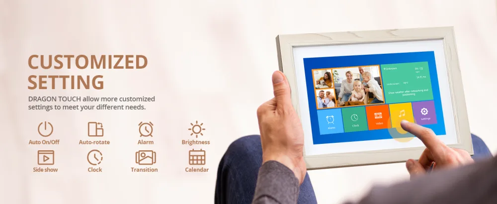 Dragon Touch Digital Picture Frame WiFi 10 inch IPS Touch Screen HD Display, 16GB Storage, Auto-Rotate, Share Photos via App, Email, Cloud - Classic 10 White - product information 5