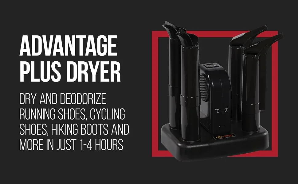 PEET, Advantage Plus 4-Shoe Electric Shoe and Boot Dryer with Fan & Heat Settings, Made in the USA, Black - Advantage Plus Dryer deodorize running, cycling shoes, hiking boots and more in just 1-4 hours