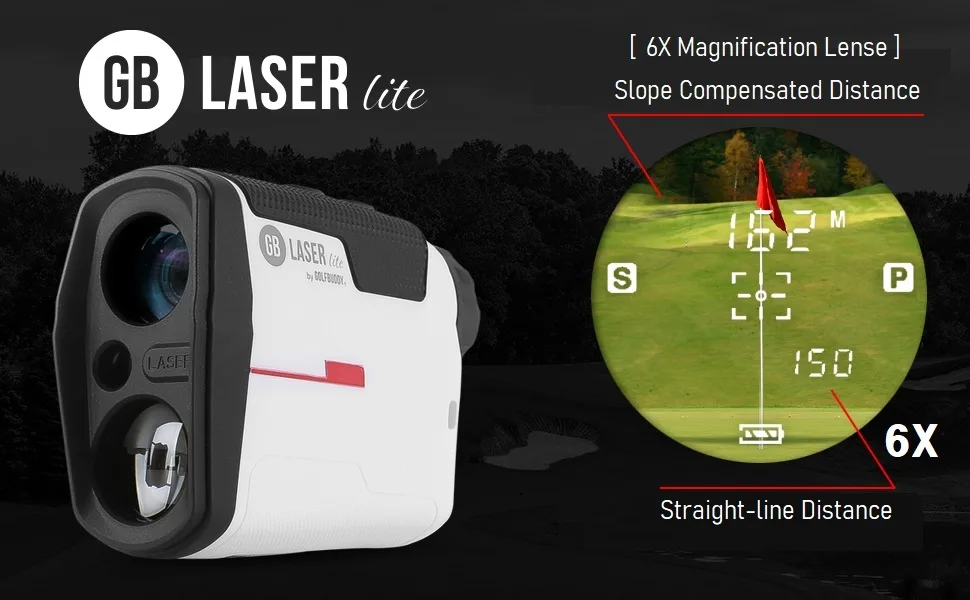 Golf Buddy Laser Lite Rangefinder with Magnetic Case, Compensated Slope, Golf Distance Range Finder, Fast & Accurate Measurement with Vibration Alert, 3 Targeting Mode, 6X Magnification - Golfbuddy Laser Lite Slope