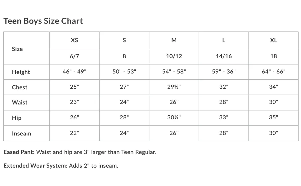 Obermeyer boys Enforcer Pant Coal Medium - Teen Boys Size Chart