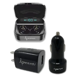Bushnell Wingman GPS Bluetooth Speaker with Included Wearable4U Ultimate Black Earbuds with Power Case and Wall/Car Chargers Bundle +Black EarBuds +Wall/Car Adapters - EarBuds