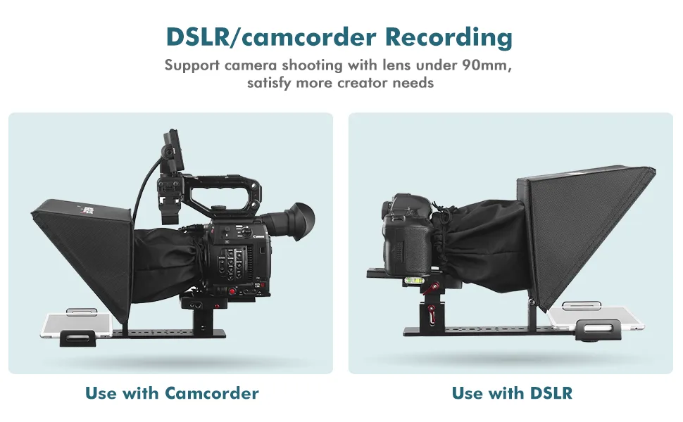 Desview T12 Teleprompter for DSLR Camera,12.5 inch Beam Splitter Glass Aluminum Metal Frame Support Wide Angle Shooting for Studio Making Video Live Streaming Interview Presentation Speech - product information 17